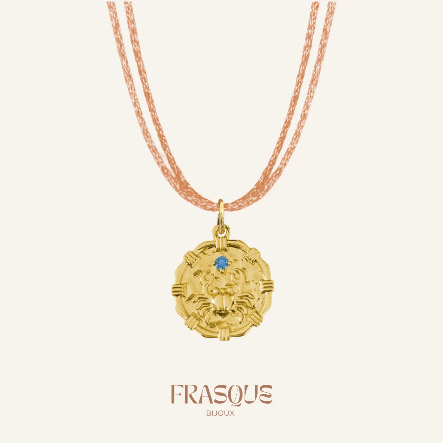 Collier double cordon brillant à médaillon océan - Effrontée Frasque Bijoux