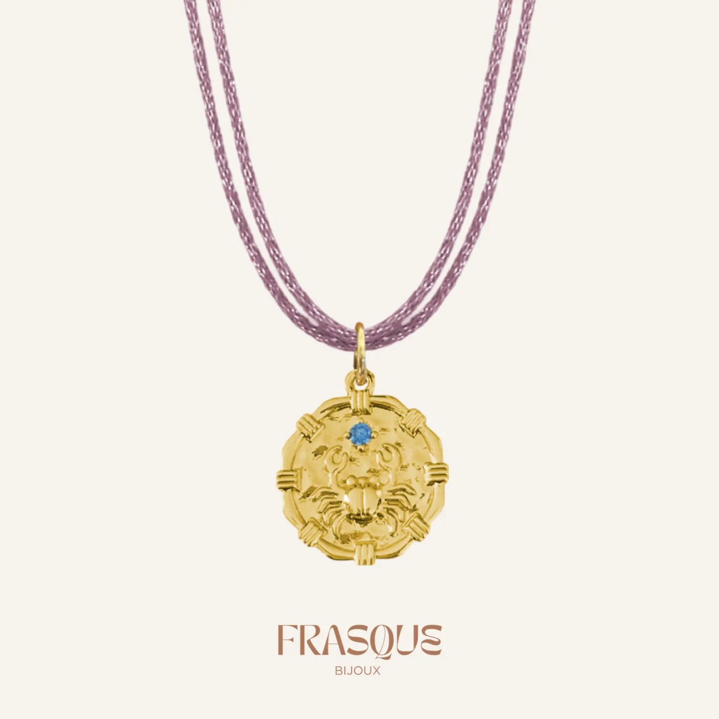 Collier double cordon brillant à médaillon océan - Effrontée Frasque Bijoux
