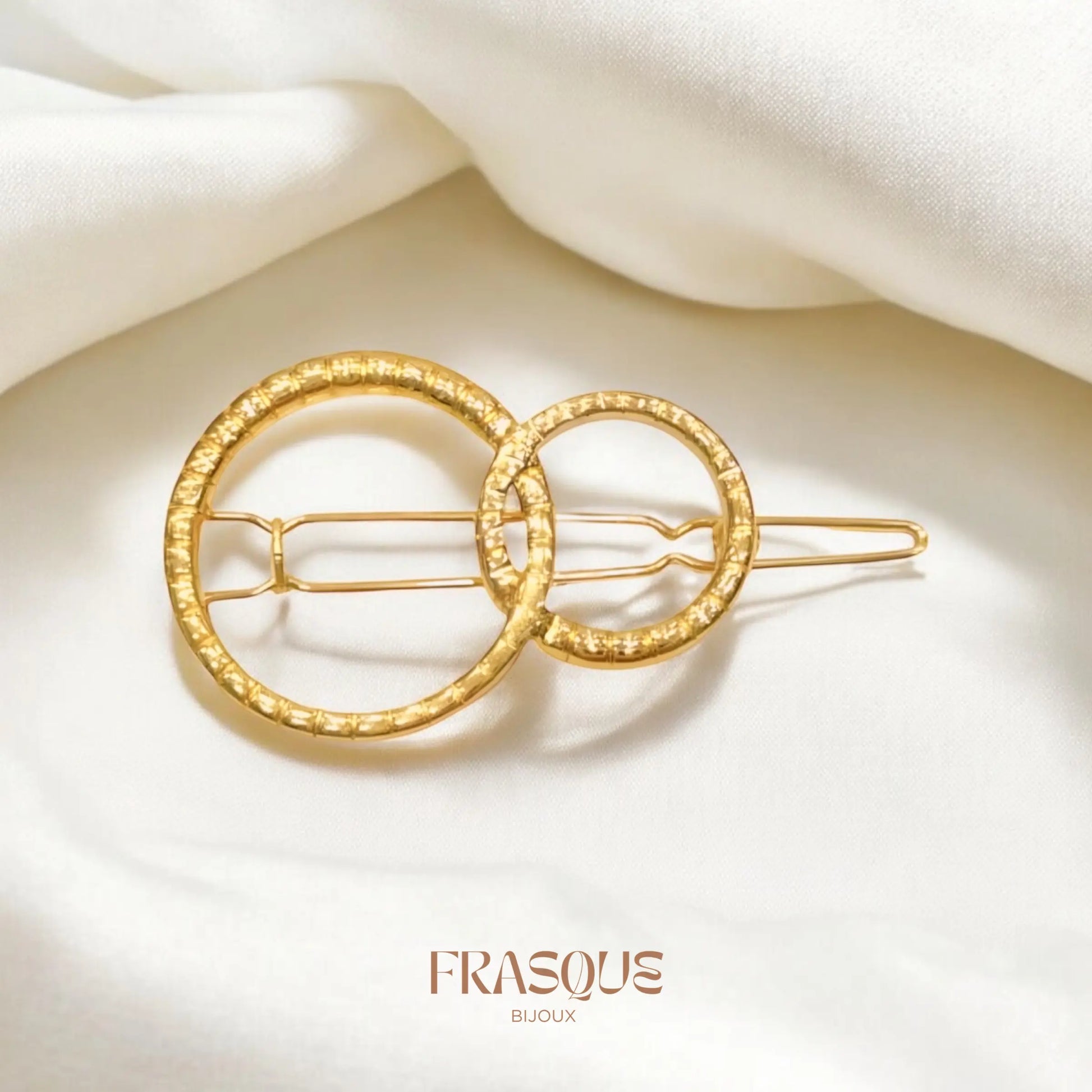 Barrette cheveux dorée double anneaux - acier inoxydable - Isia Frasque Bijoux