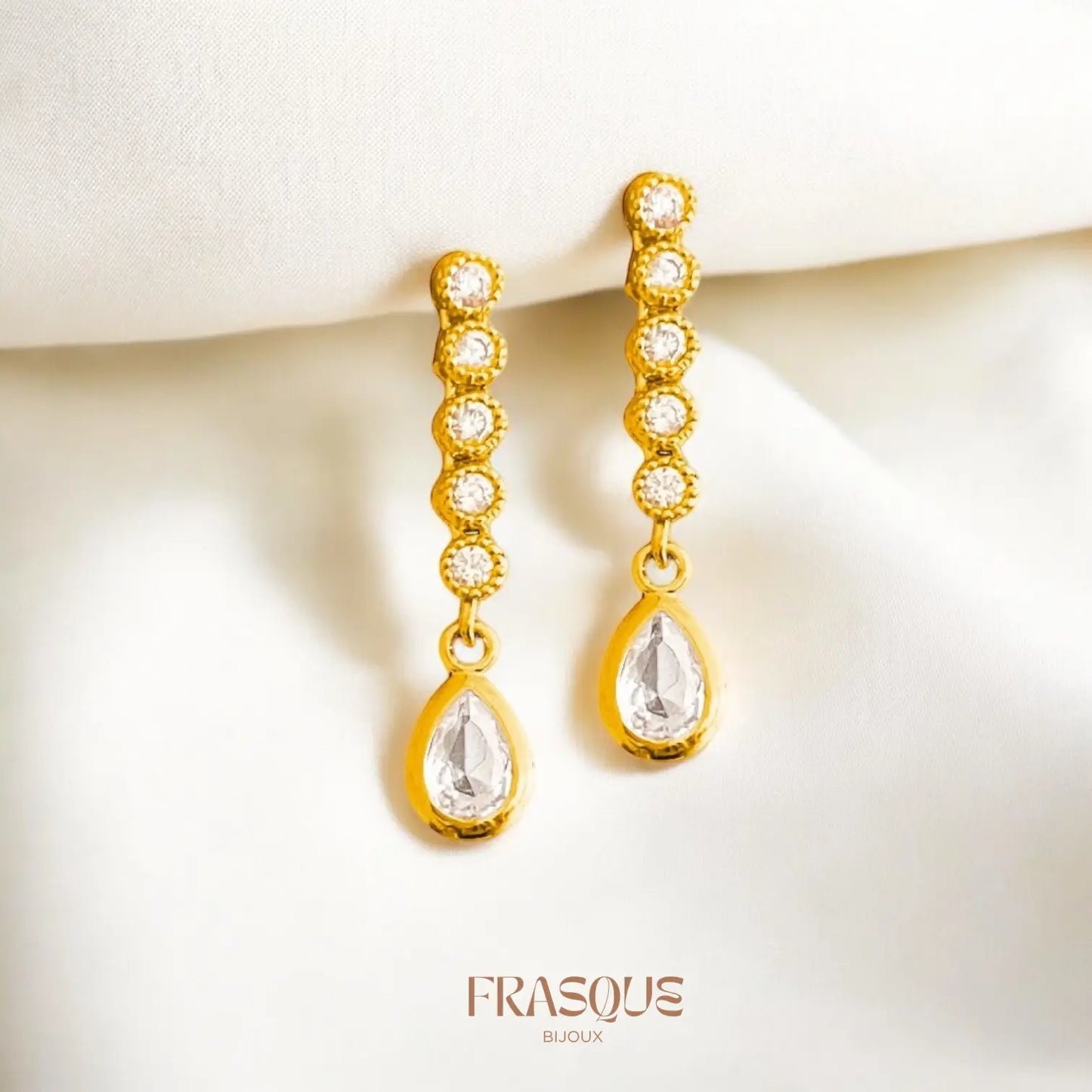 Boucles d'oreilles pluie de zircons et pendentif cristal - Eclatante Frasque Bijoux