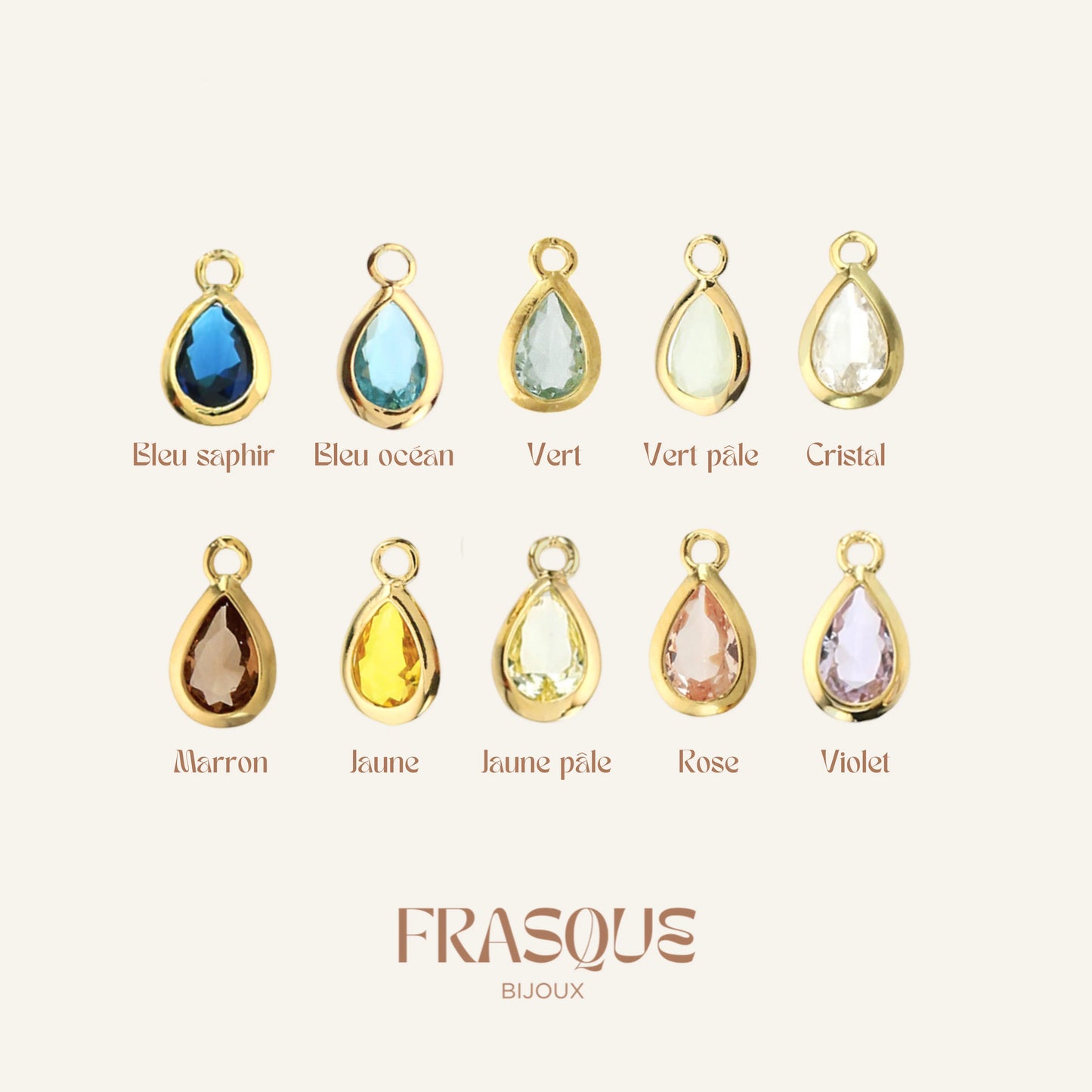 Boucles d'oreilles puce et pendentif goutte cristal - Délicate Frasque Bijoux