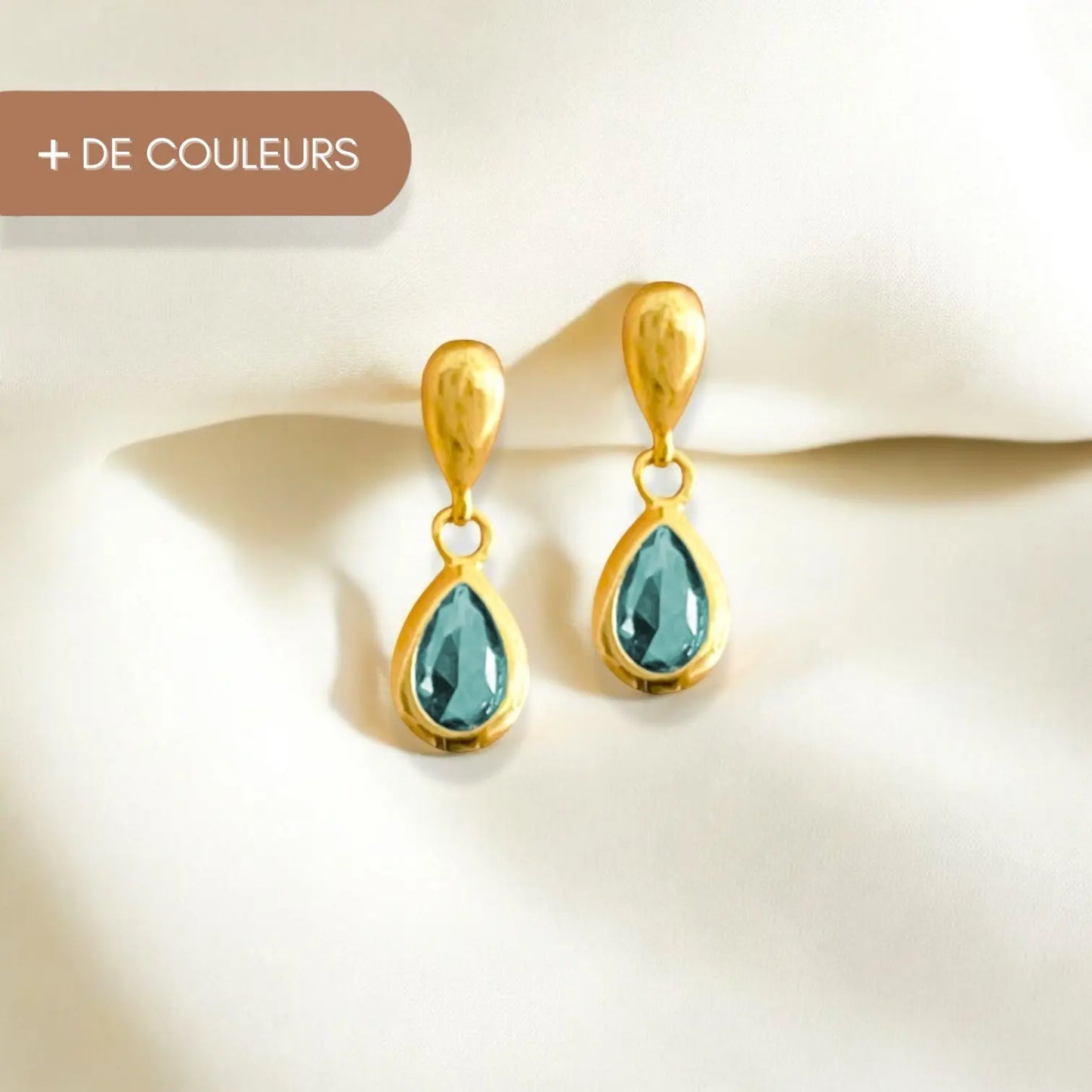 Boucles d'oreilles puce et pendentif goutte cristal - Délicate Frasque Bijoux