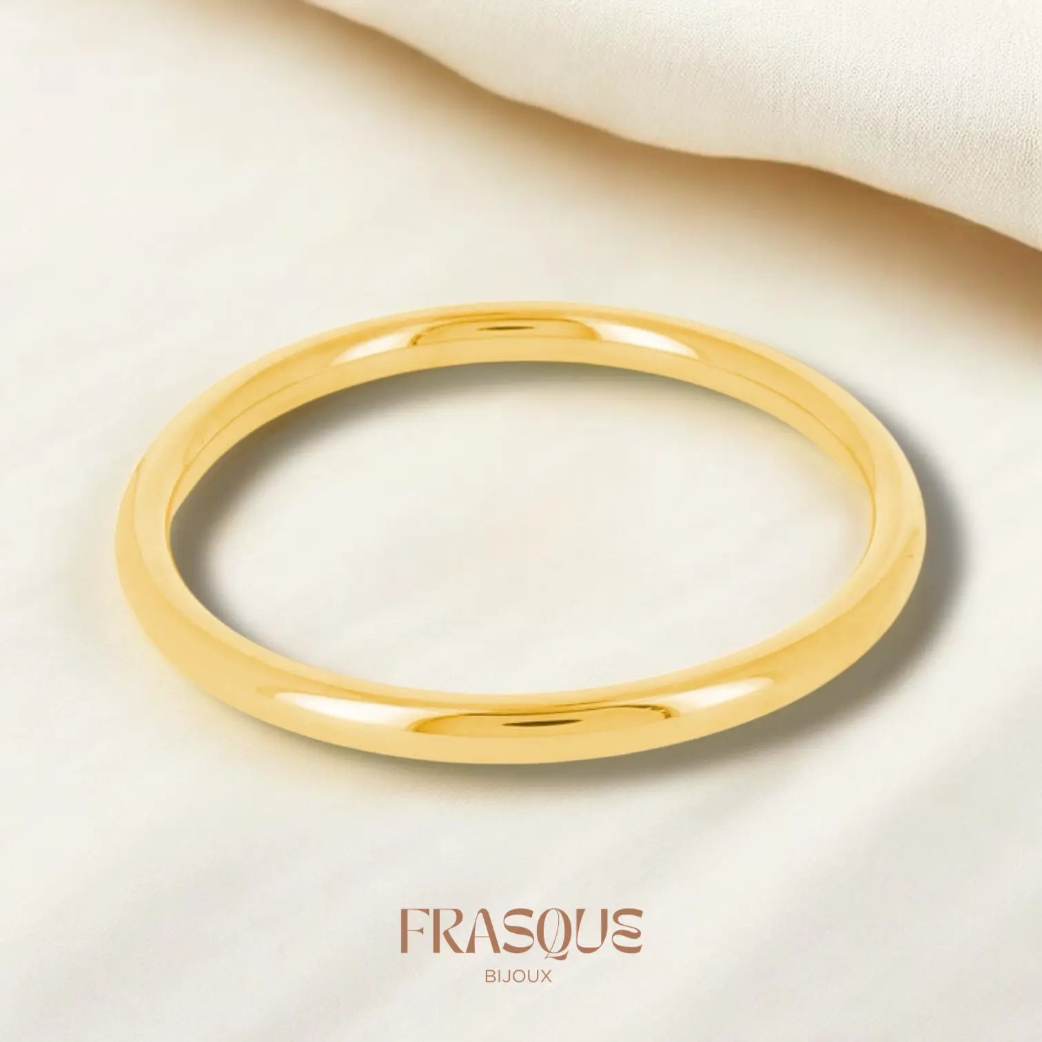 Bracelet jonc doré lisse 6mm - Léa Frasque Bijoux