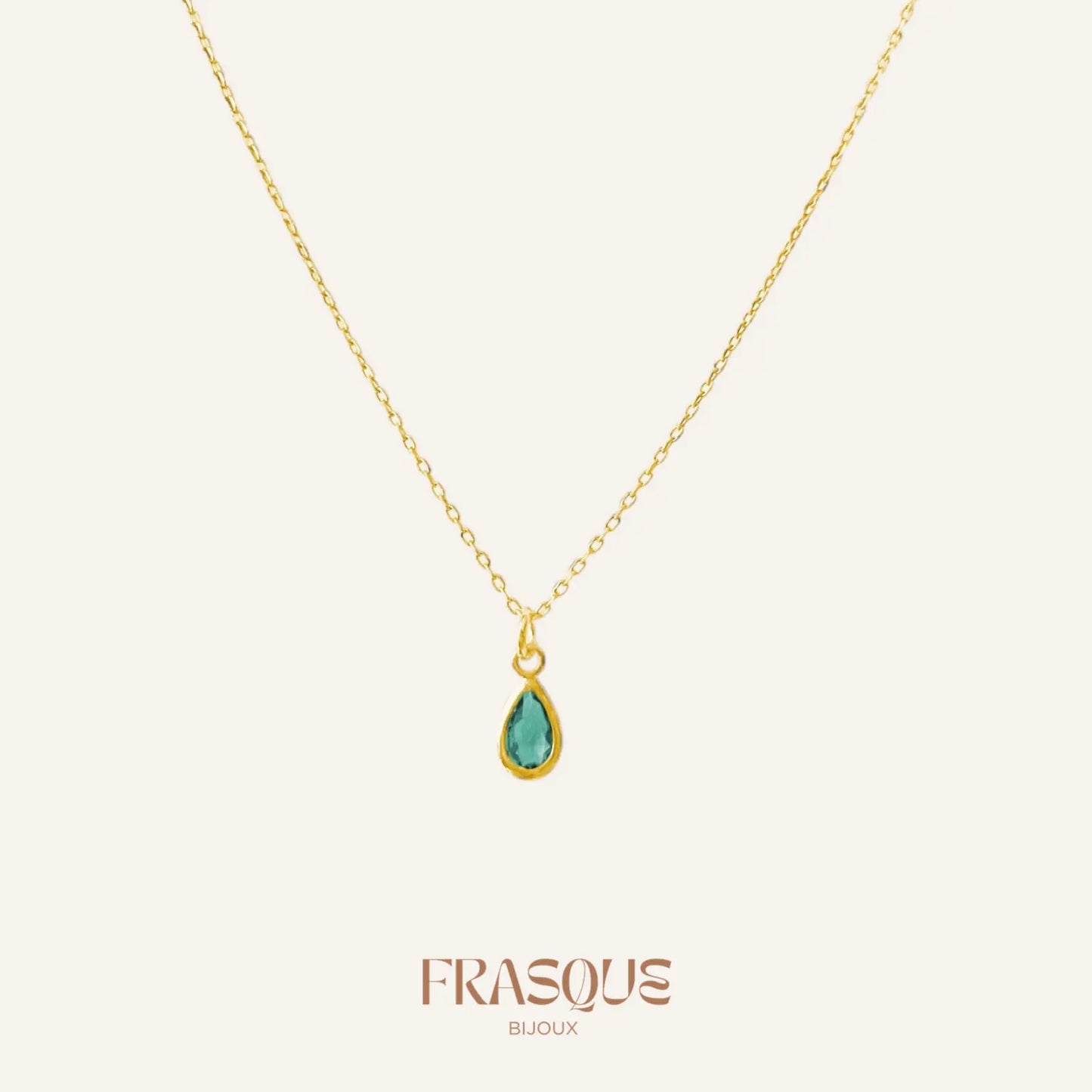 Collier à chaîne fine dorée et pendentif cristal coloré - Frasque Bijoux