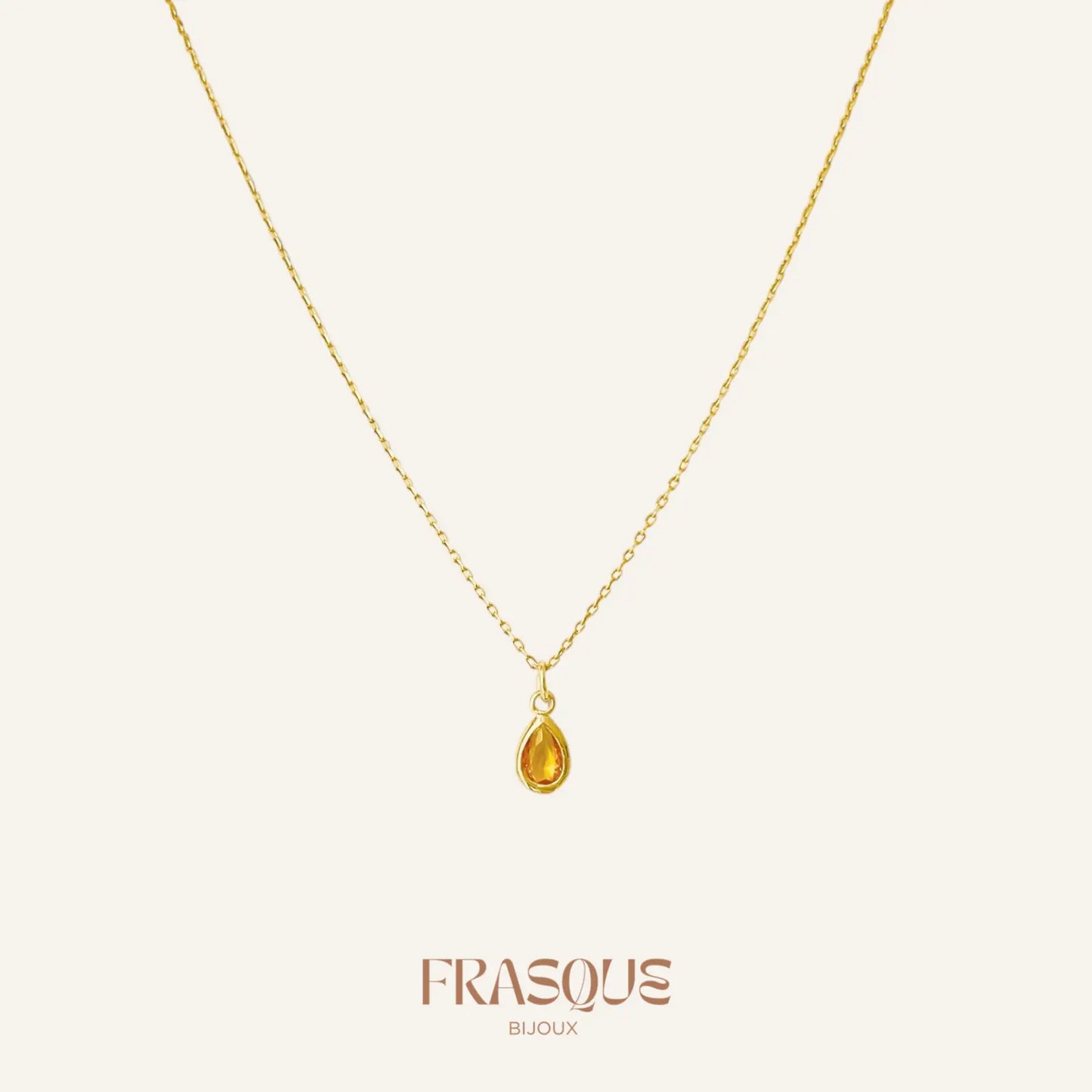 Collier à chaîne fine dorée et pendentif cristal coloré - Frasque Bijoux