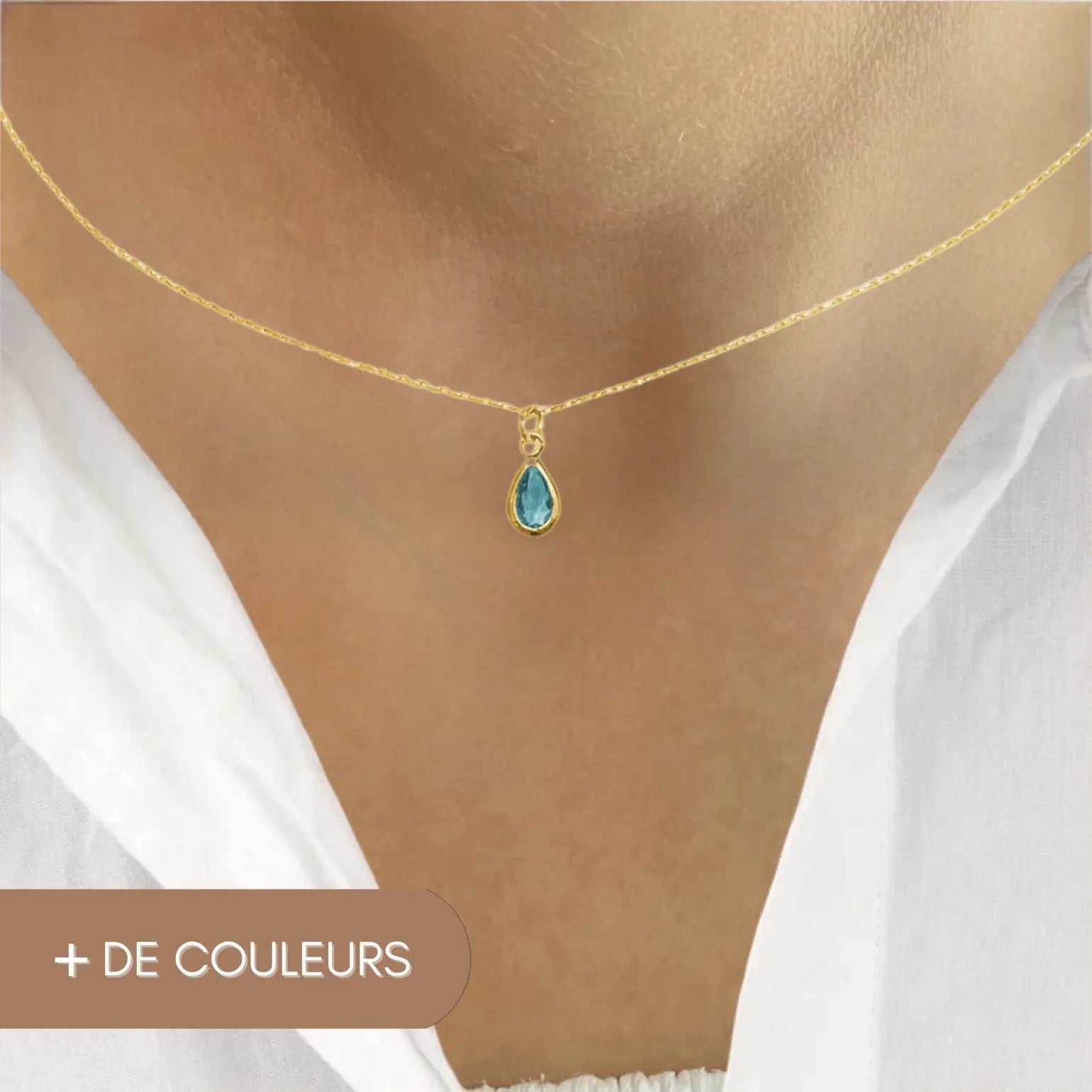 Collier à chaîne fine dorée et pendentif cristal coloré - Frasque Bijoux