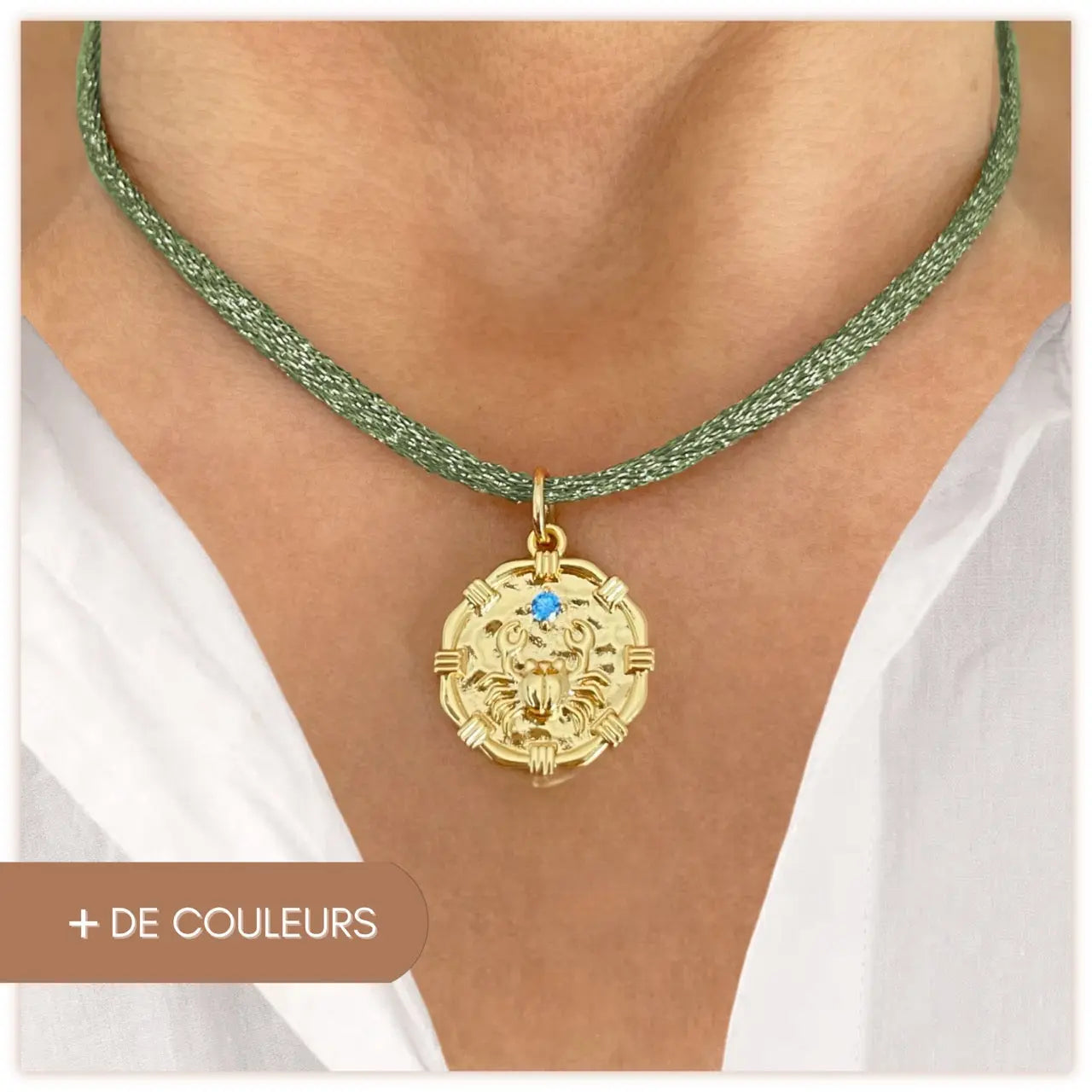 Collier cordon brillant à médaillon océan - Effrontée Frasque Bijoux