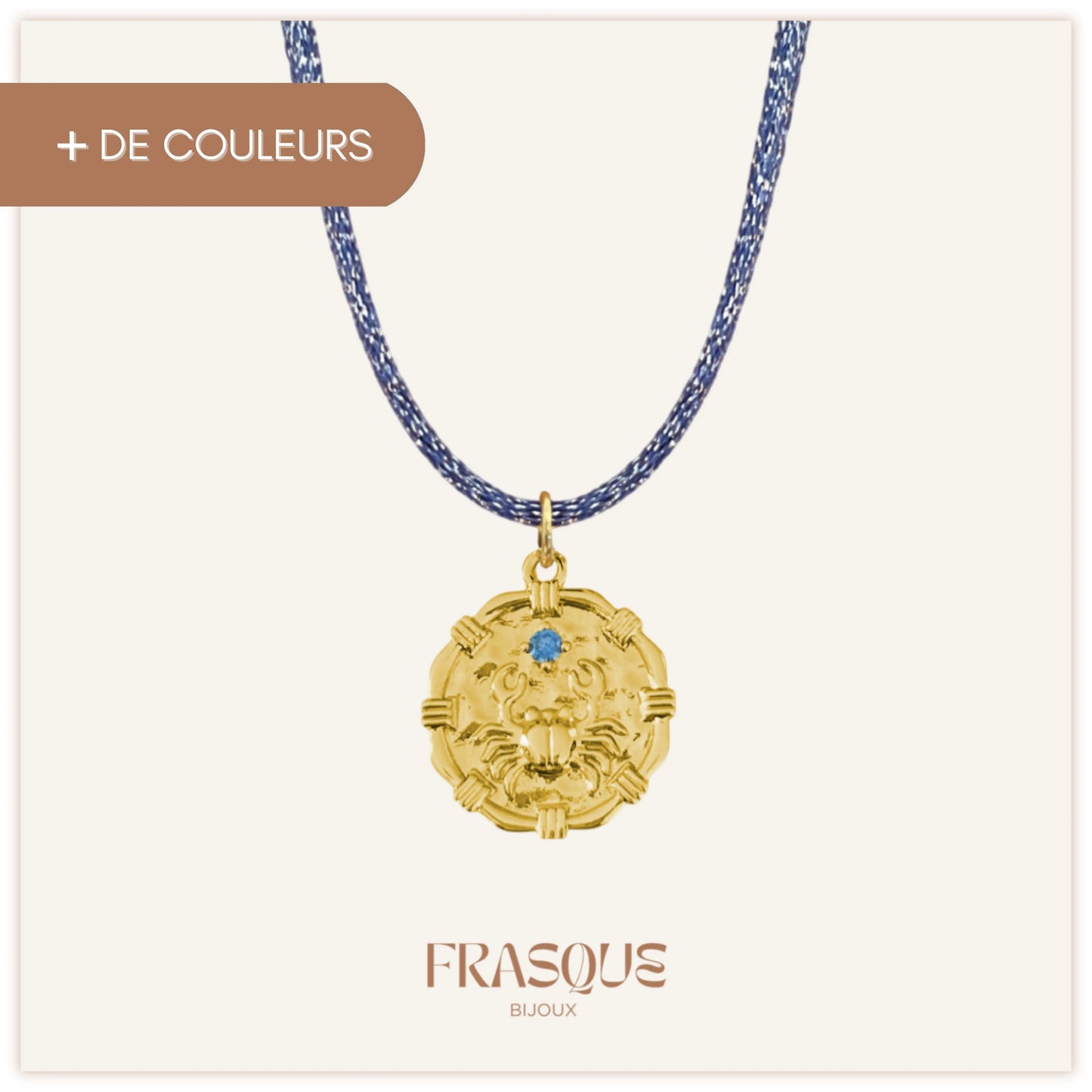 Collier cordon brillant à médaillon océan - Effrontée Frasque Bijoux