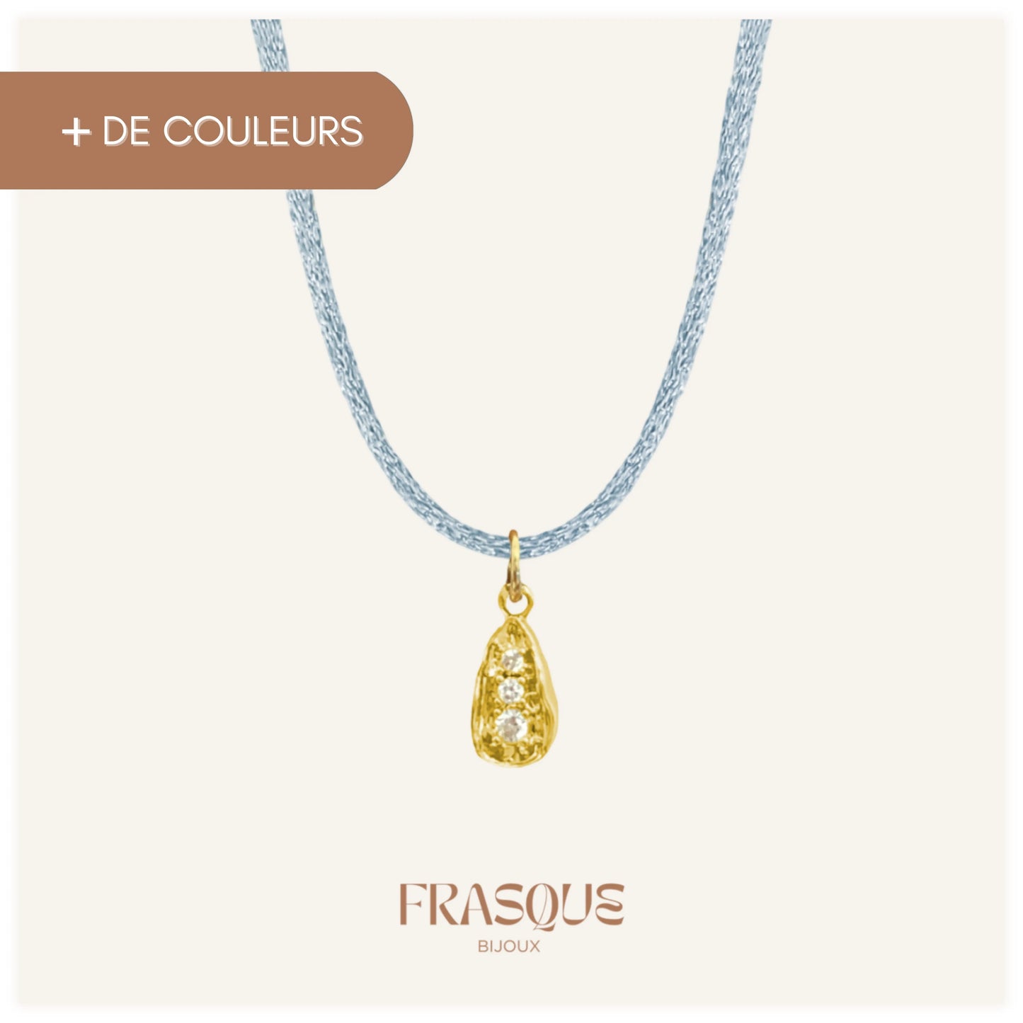 Collier cordon brillant à pendentif goutte  - Lumineuse Frasque Bijoux