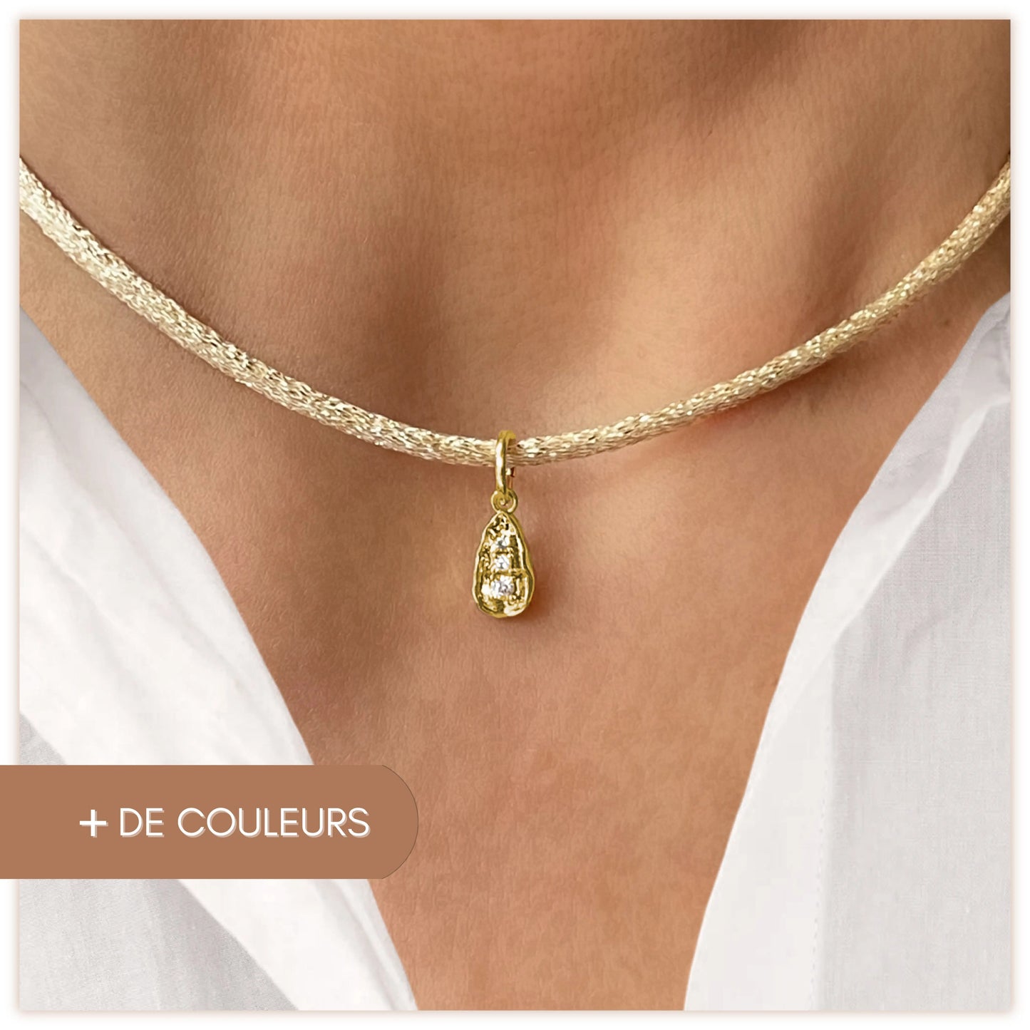 Collier cordon brillant à pendentif goutte  - Lumineuse Frasque Bijoux