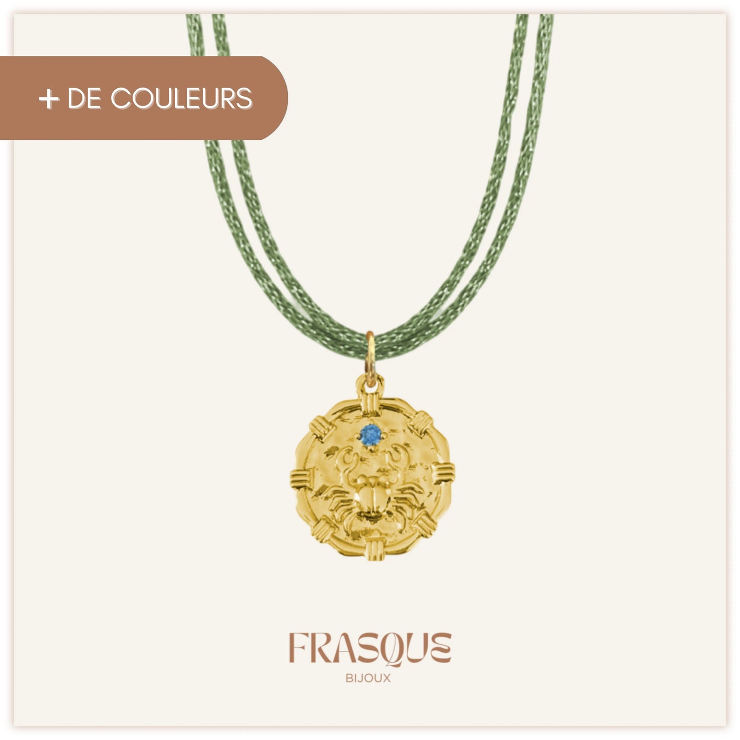 Collier double cordon brillant à médaillon océan - Effrontée Frasque Bijoux